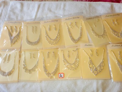 Restposten 12 Stck. Diamant Sets - Halskette & Ohrringe Hochzeit Abschlussball Großhandel Lot A