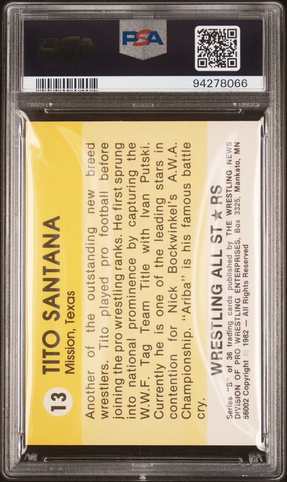 TITO SANTANA PSA 7 AUTO 10 1982 Wrestling All-Stars Signed Series B Rookie 🔥 - Image 2 of 2