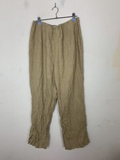 Talbots Womens Pants 14W Linen Lagenlook Wide Leg Pull On Career Corporate Lined