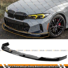 V Style Gloss Black Front Bumper Lip For 2023-25 BMW M340i 330i M Sport G20 LCI