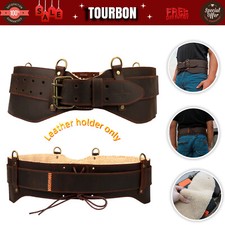 TOURBON Leather Logger Tools Carrying Belt Carpenter Work Belt Tree Felling Belt