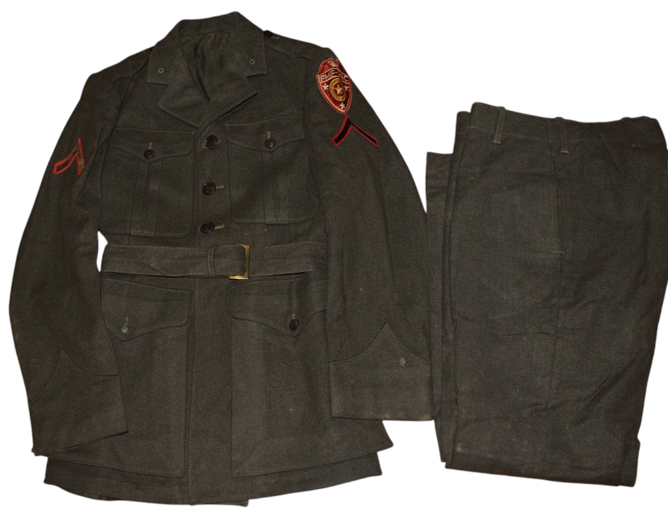 WWII USMC FMF-Pac Supply Marine Division Dress Green Uniform Pants Named