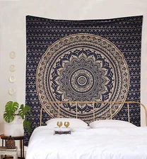 Tapestry Wall Hanging Hippie Metallic Ombre Mandala Bohemian Hippy Intricate Ind