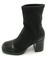 Mjus P96207 stivaletto ecopelle elasticizzato nero vernice verdepetrolio t.8 3/4