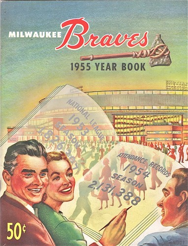 1955--MILWAUKEE BRAVES (AARON, MATHEWS, SPAHN)--YEAR BOOK--NMT