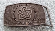 Vintage American Revolution Bicentennial Belt Buckle Aged Patina Official Lee NY