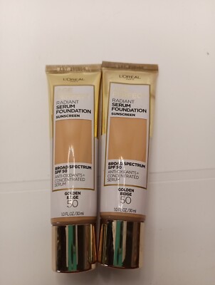 L Oréal Paris Age Perfect Radiant Serum Foundation with SPF 50 Golden Beige, 1oz