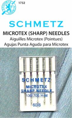 SCHMETZ SEWING MACHINE NEEDLES MICROTEX SHARP 8/60~5 PACK PART# S-1732