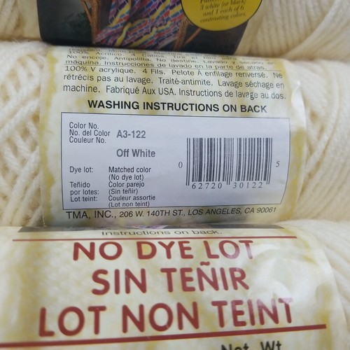 Lot 4 Skeins Vintage Pop'N Yarn Acrylic 4 Ply Worsted USA A3-122 Off White 3 oz - Picture 13 of 19