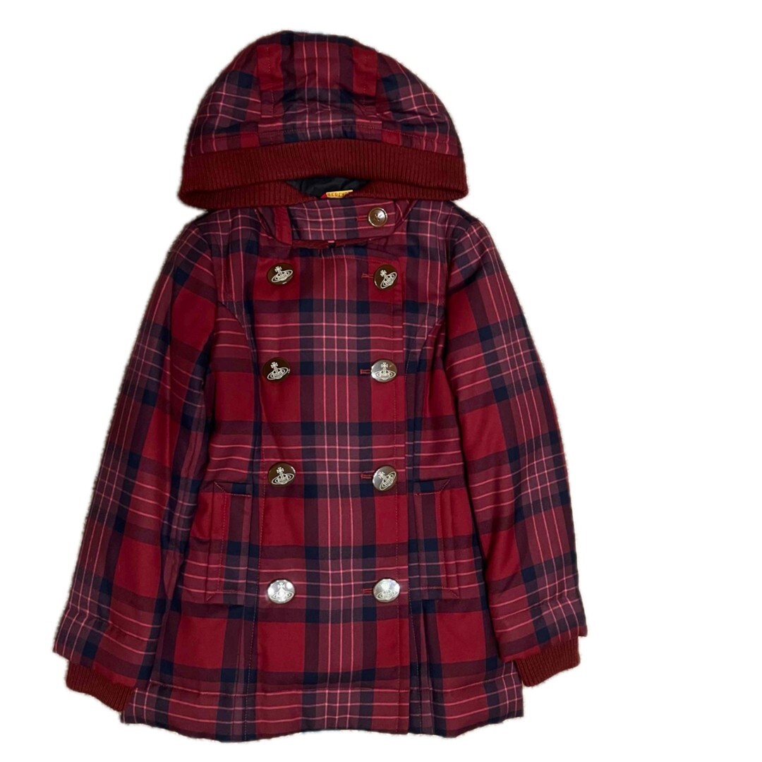 Vivienne Westwood Red Check Down Coat Women's Size M with Button Issues USED