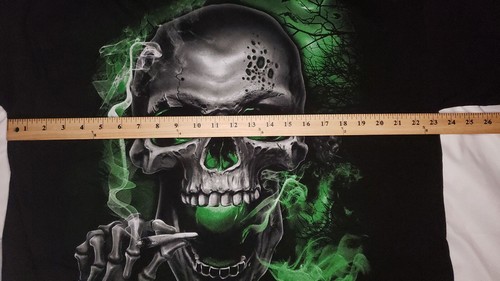 Skull Skeleton Smoking Marijuana Weed Joint 420 Men's T-Shirt XL BLACK - Picture 6 of 7