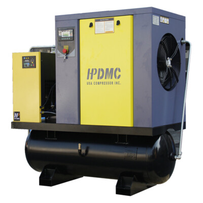 230V 3 Ph 10HP Rotary Screw Air Compressor W/80 Gallon Tank +Air Dryer 39cfm