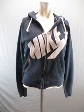 NIke Size S Womens Black Cotton Blend Full Zip Hooded Track Jacket 5BL7