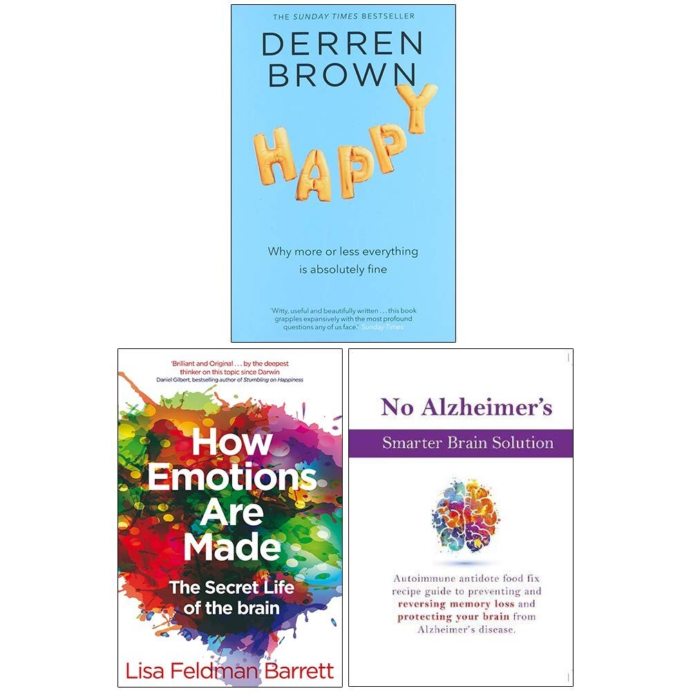Happy Derren Brown,How Emotions Are Made,No Alzheimer's Smarter Brain 3 BooksSet