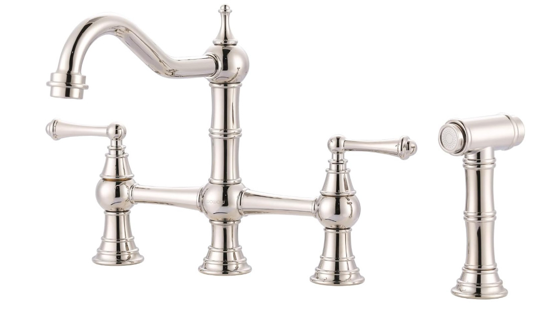 Bridge Kitchen Faucet with Side Polished Nickel Style A-with side sprayer