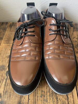 Gatsby Oxford Derby Brown/Black Leather Shoes Mens 9.5 | eBay display picture 1