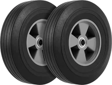 2 Pack 10 Inch Solid Rubber Tire, 5/8 Inch Axle Size Hand Truck Wheels Replaceme