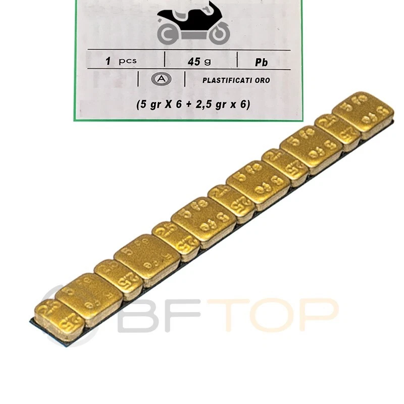 Pesi adesivi equilibratura cerchi moto ORO gr.45 barretta 1pz.