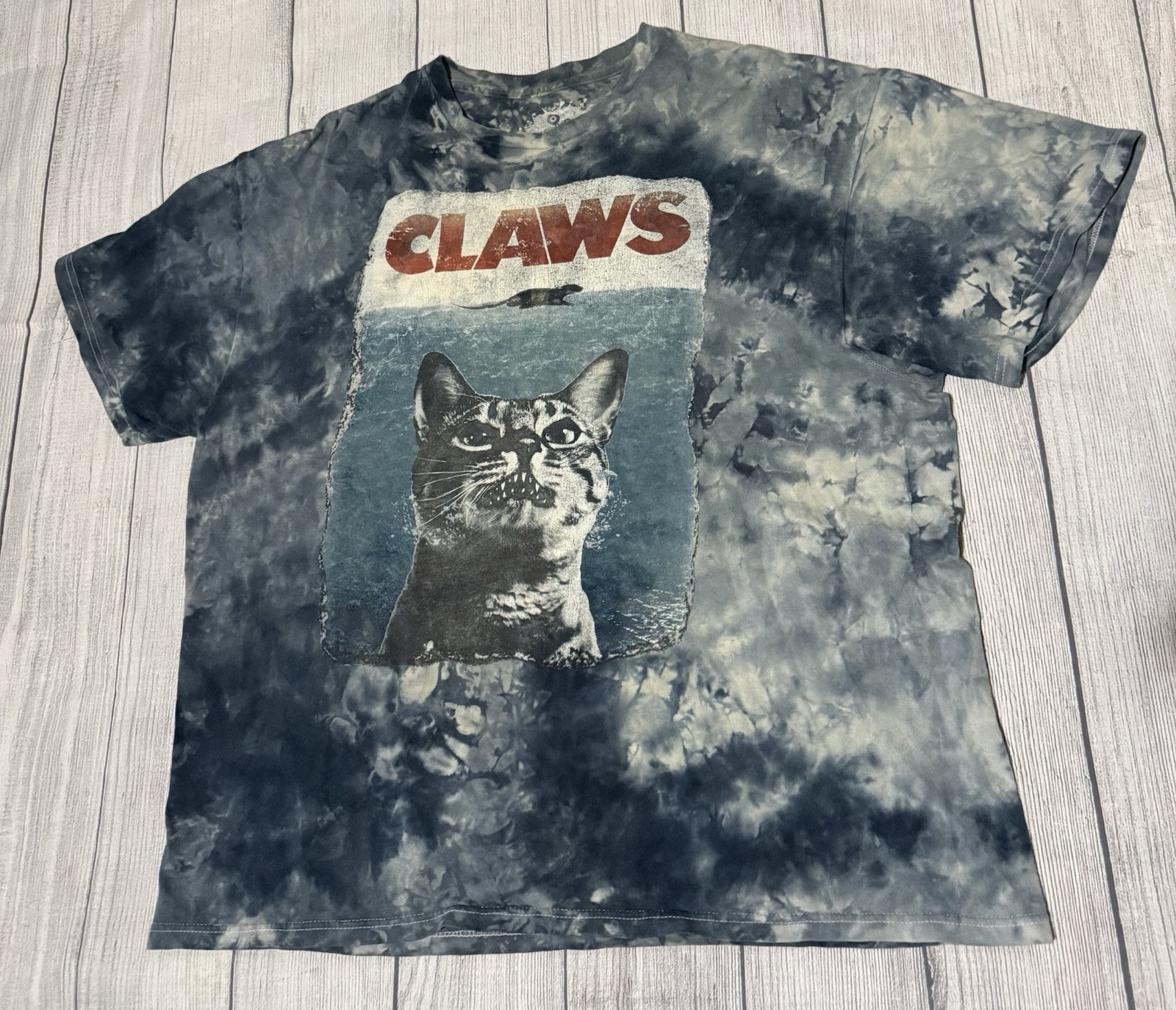 Rare Vintage ODM Claws Cat Tie Dye T-Shirt Men’s Size XL Jaws Parody