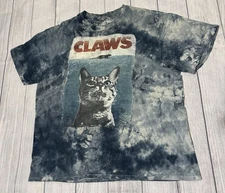 Rare Vintage ODM Claws Cat Tie Dye T-Shirt Men’s Size XL Jaws Parody