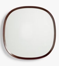 John Lewis Mid Century Retro Square Wood Wall Mirror 65 x 65cm Walnut {Cracked}
