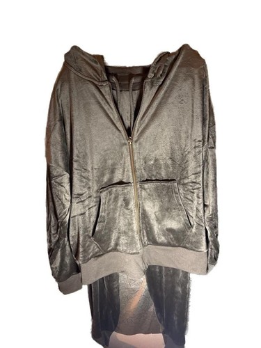 Felina Ladies Soft Luxe Velour 2-Piece Zip Hoodie and Jogger Tracksuit Set, Char
