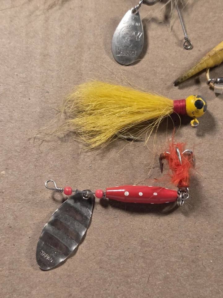 vintage fishing lure jig lot of 5  spinfin heddon doll - Image 2 of 4