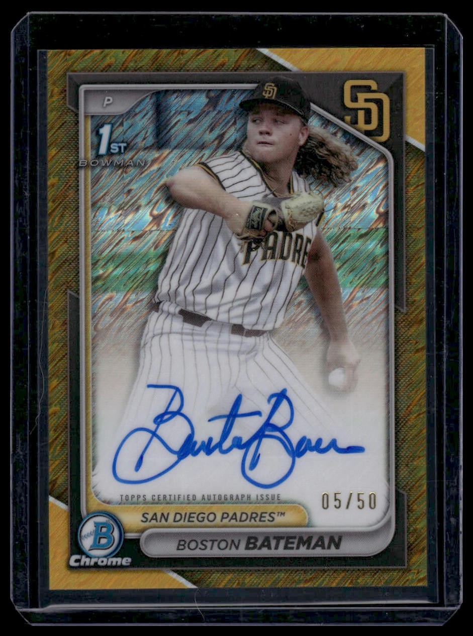 2024 Bowman Chrome Draft #CPA-BBA Boston Bateman Auto Gold Shimmer Refractor /50