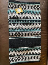 WOOL WESTERN SHOW HORSE RIDING SADDLE BLANKET PAD 34" x 38" TEAL, BLACK, SILVER