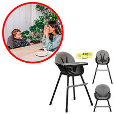 MoMi REKI Chaise Haute Bébé Évolutive 2 Positions Plateau Double Lavable 6-36M