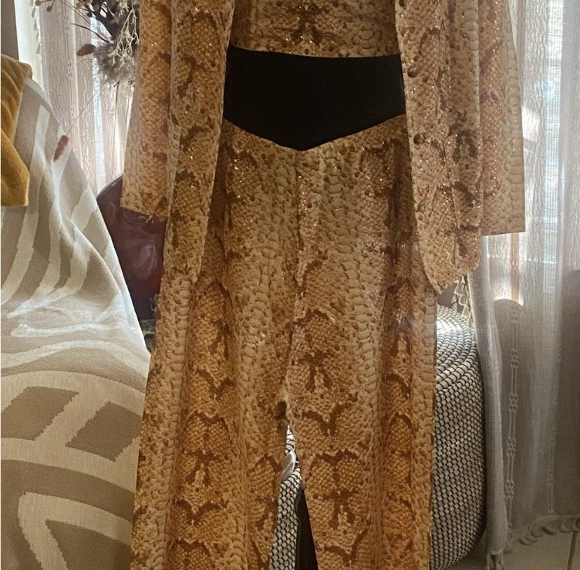 Pantalones halter vintage años 70 Bob Cunningham Nellica Beitner serpiente 3 piezas para mujer S Foto 3 de 4