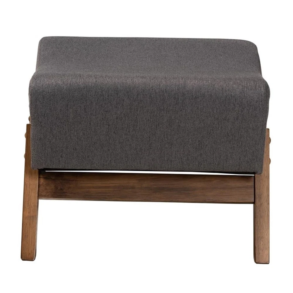 Baxton Studio Hanson Dark Gray Fabric and Walnut Brown Finished Wood Ottoman - Image 2 of 4