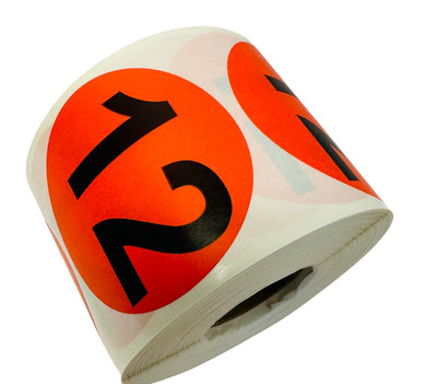 Inventory Numbers Labels   Number 12 (Twelve) 2'' Peel & Stick 500 Stickers