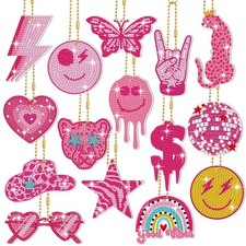 Siifert 15 Pcs Preppy Diamond Art Keychain 7.09 x x 0.63 inches,