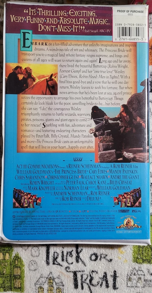 1987 MGM home Video VHS: The Princess Bride (Cary Elwes) - Image 3 of 4