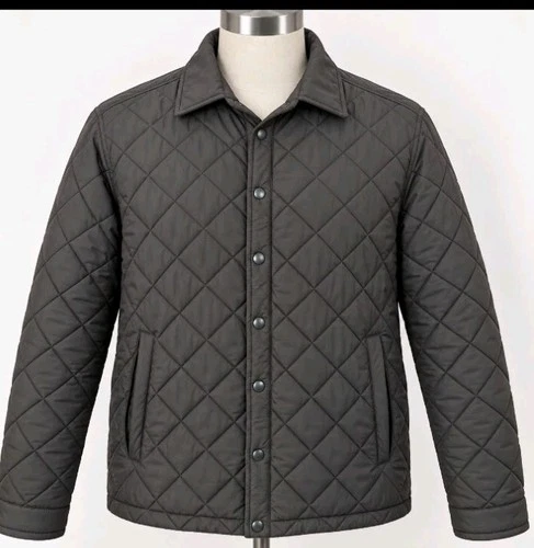 Boulevard Mens Quilted Jacket Medium M Gray Diamond Quilt Snap Front Coat - product listing photo