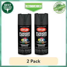 2 Pack Krylon Fusion All-in-one Black Matte 12 Oz Spray Paint Multi-surface