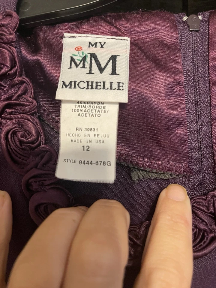 Vestido Vintage My Michelle Ameixa Meninas Tamanho 12 Manga Curta Estilo Longo com Detalhes - Imagem 4 de 4