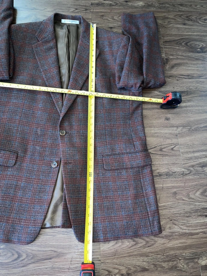 Blazer Abrigo Deportivo Hickey Freeman Para Hombre 42 Regular Marrón A Cuadros Lana de Cordero Cachemira Foto 3 de 4