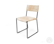 Silla de comedor de cuero de vaca genuino One Wire silla moderna con marco de hierro