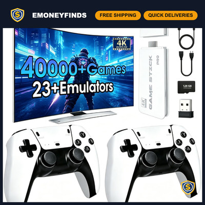 Retro Game Console 2026 - 40,000+ Games, 23 Emulators, Dual Wireless Controllers