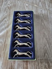 Lot de 6 porte-couteaux animaux en métal argenté avec coffret