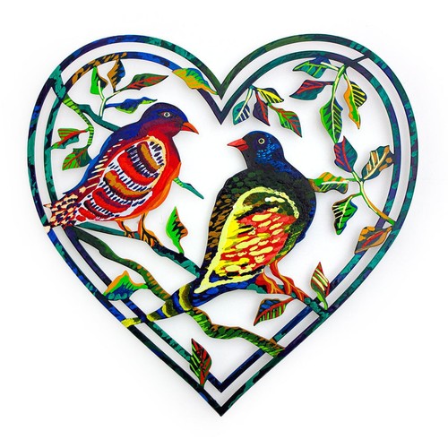 Patricia Govezensky - Original Gemälde auf lasergeschnittenem Stahl "Love Birds"