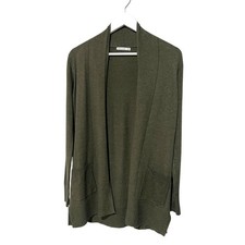 Pink Clover Open Front Fine Knit Cardigan Sweater Army Green Womens XSmall NEW