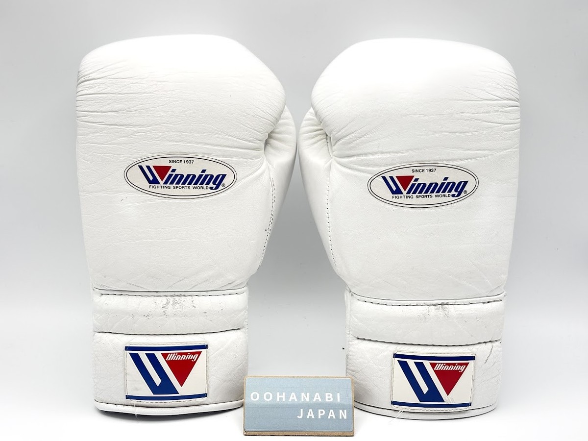 Winning Boxing Gloves 14oz MS-500 White Lace up String type Used