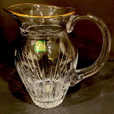 Waterford  Marquis Hanover Handcut Crystal  Pitcher Gold Trim 32 Oz 1991 Sloveni
