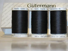 Sew-All, All PurposeThread 547 Yards-Black GUTERMANN Thread 3 Pack (Black)