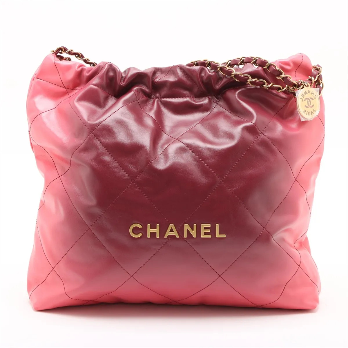 Chanel Chanel 22 shiny calfskin Chain Shoulder Bag Pink Gold Metal Fittings rand