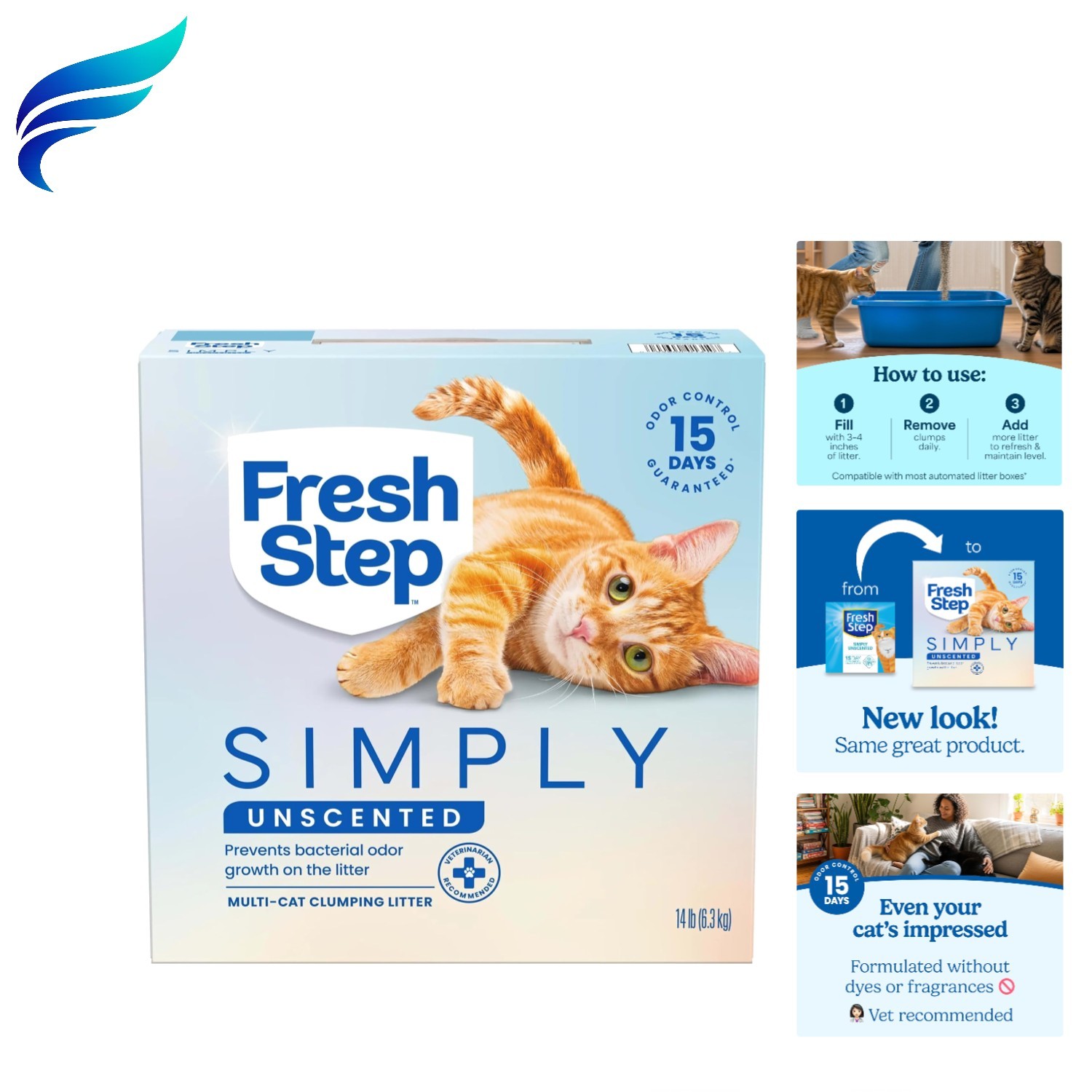 14 lb Simply Unscented Clumping Cat Litter with Activated Ch