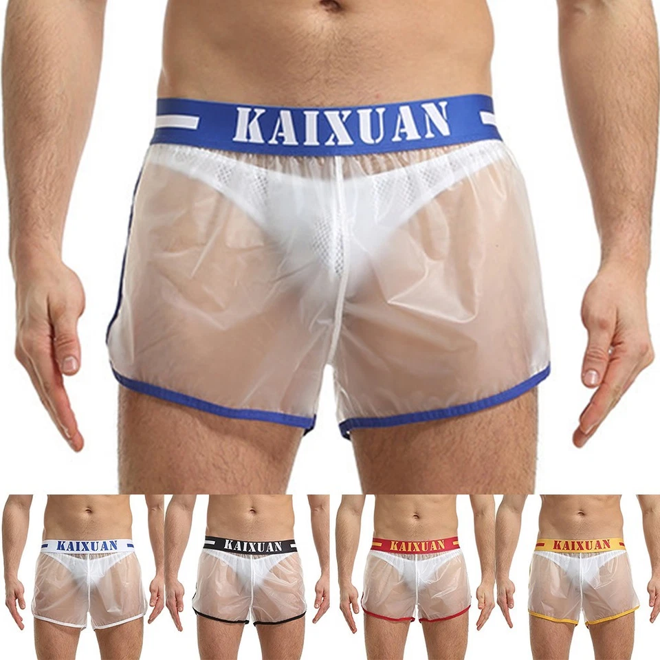 Klassische elastische PVC Fitnessshorts für Herren transparentes Design für Sommeraktivitäten - Bild 4 von 4
